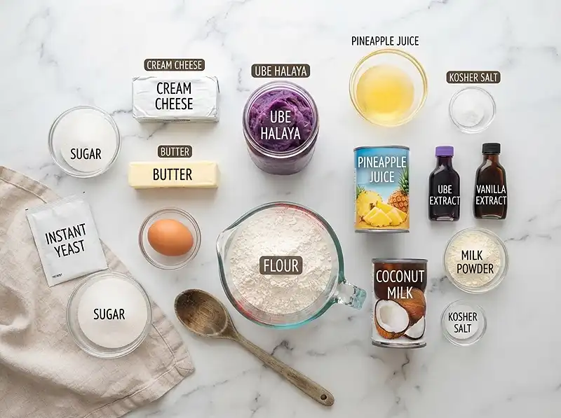 Main ingredients for ube sweet roll​